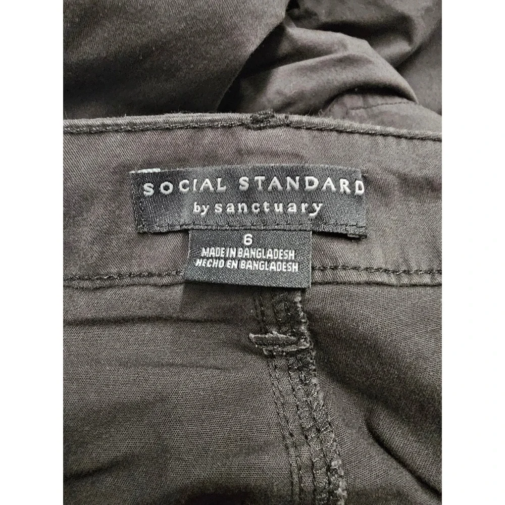 Social Standard by Sanctuary Womens Crop Pants Black Cotton Blend Casual Size 6